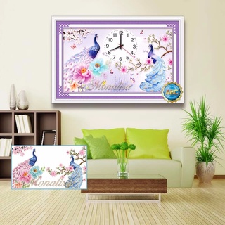 Bộ tranh đính đá đồng hồ - đồng hồ công phu thê viên mãn.y8287