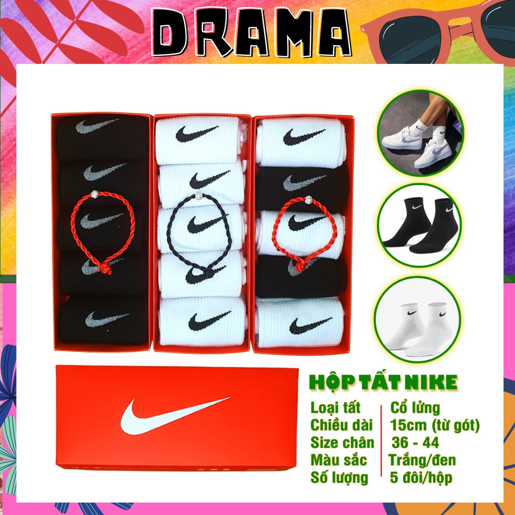 Combo Tất Vớ Nike Cổ Lửng Fullbox Cao Cấp Hàng xuất dư Dệt tỉ mỉ Logo sắc nét Hộp quà tặng PHỤ KIỆN DRAMA MS004