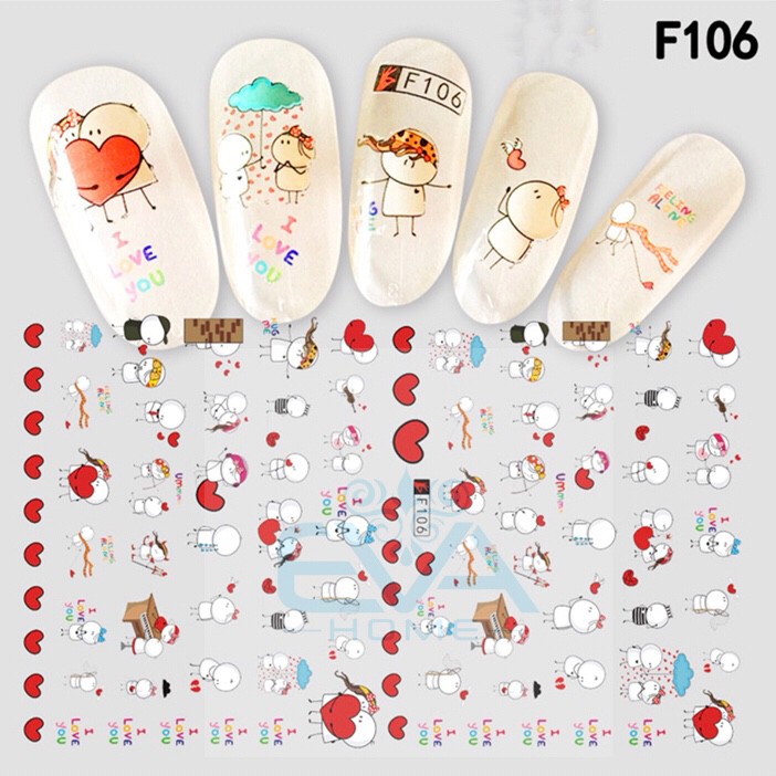 Miếng Dán Móng Tay 3D Nail Sticker Hoạt Hình F106