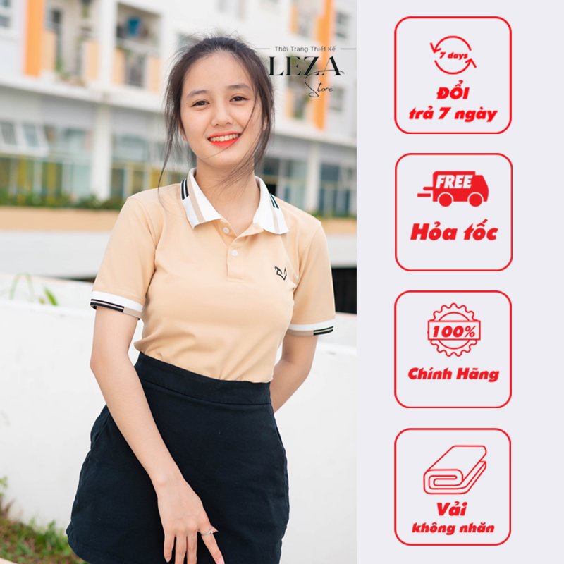 Áo Polo Nữ Cao Cấp Có Cổ Trẻ Trung, Tinh Tế, Áo Co Dãn 4 Chiều Thương Hiệu Leza