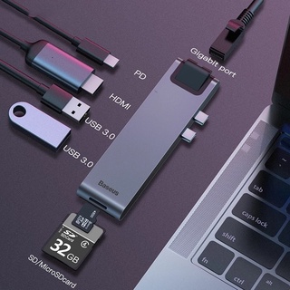 Hub chuyển baseus thunderbolt c pro 7-in-1 smart hub cho macbook pro 2016/ 2017/ 2018