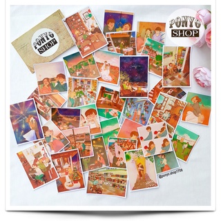 Set 33 sticker nhãn dán ảnh Love is trang trí Scrapbook/Planner