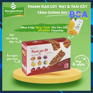 Thanh gạo lứt Ngũ cốc Hạt & Trái Cây Nonglamfood hộp 8 thanh 136g| Mua 4 hộp tặng kèm 1 gói Xoài sấy dẻo | Ăn vặt , Tuyế