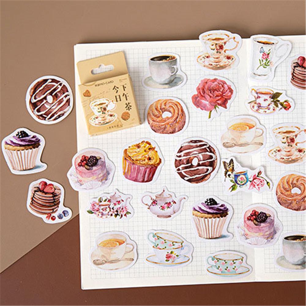 Sticker Dán Trang Trí Sổ Tay Hình Bánh Cà Phê Và Trà Chiều