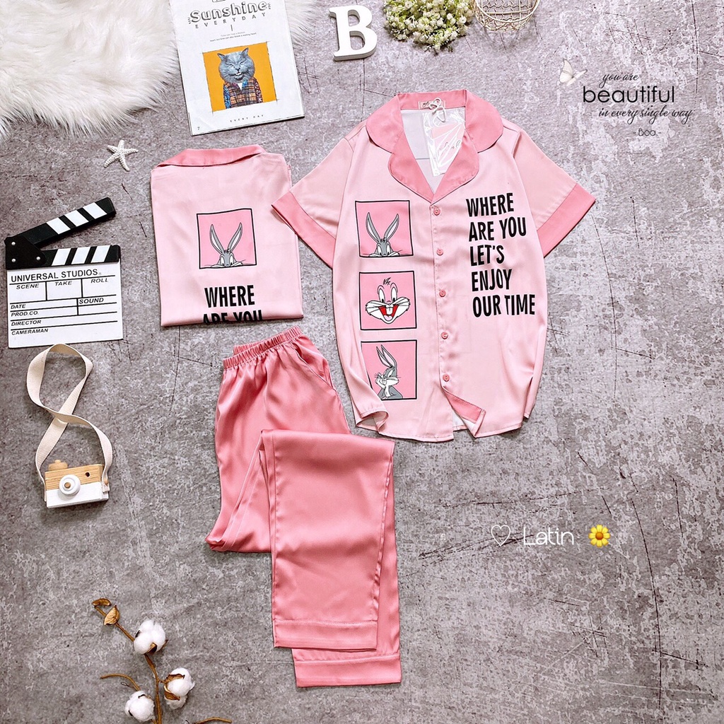 Đồ bộ nữ mặc nhà lụa latin cao cấp cổ pijama - Where Are You
