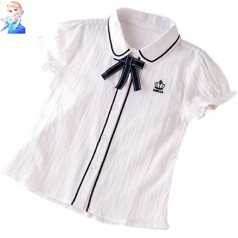 Áo Sơ Mi Trắng Tay Ngắn 2022 Thời Trang Hàn Quốc Cho Bé Gái