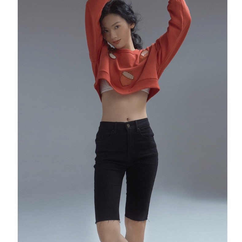 Quần Short Jean Quần Biker Nữ COTONFIO PHW21 Quần sooc bò Quần short nữ lưng cao