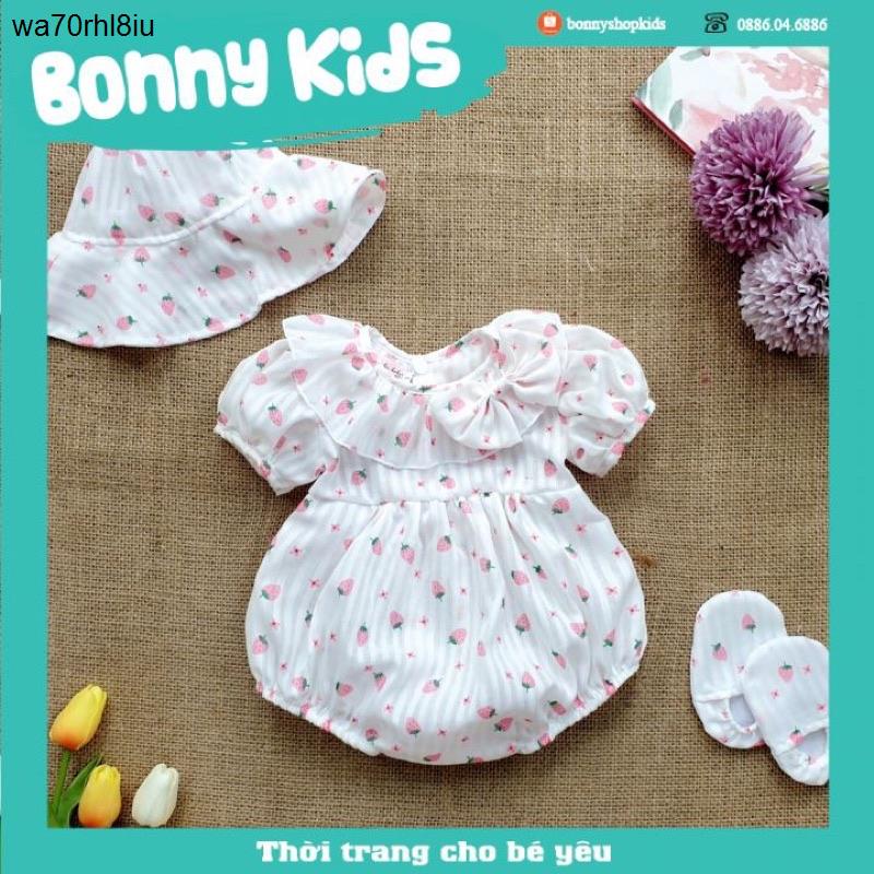 Bodysuit Quả Dâu, Body Chip Bé Gái Sơ Sinh 0-12 Tháng, Váy Sơ Sinh, Đầm Đầy Tháng Cho Bé 3-13kg