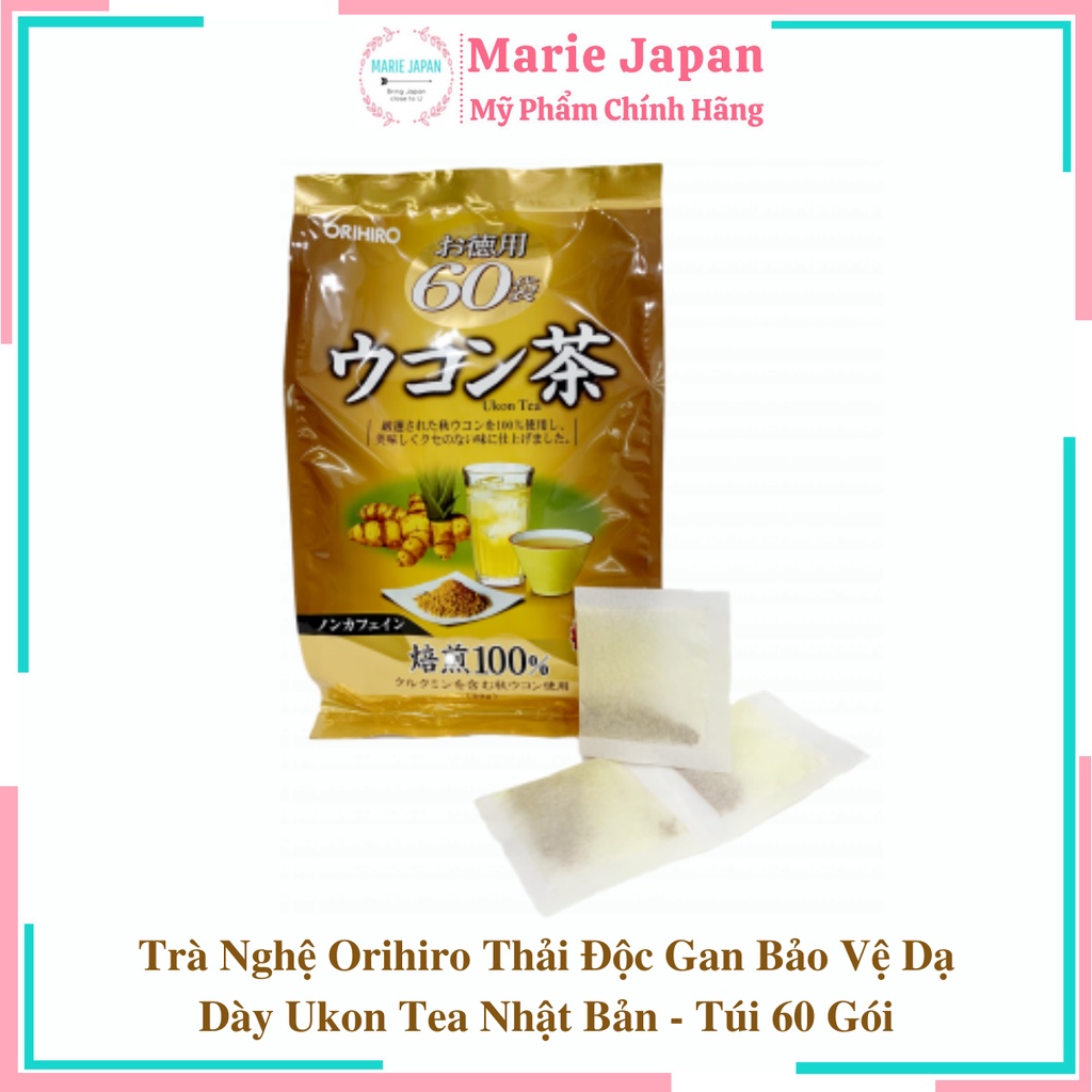 Trà Nghệ Orihiro Thải Độc Gan Bảo Vệ Dạ Dày Ukon Tea Nhật Bản - Túi 60 Gói