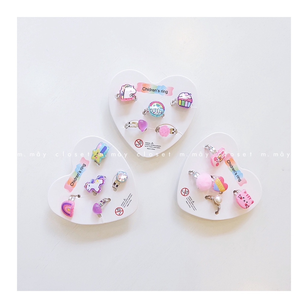 M.MÂY - (Ảnh thật) Set 5 nhẫn xinh cho bé gái