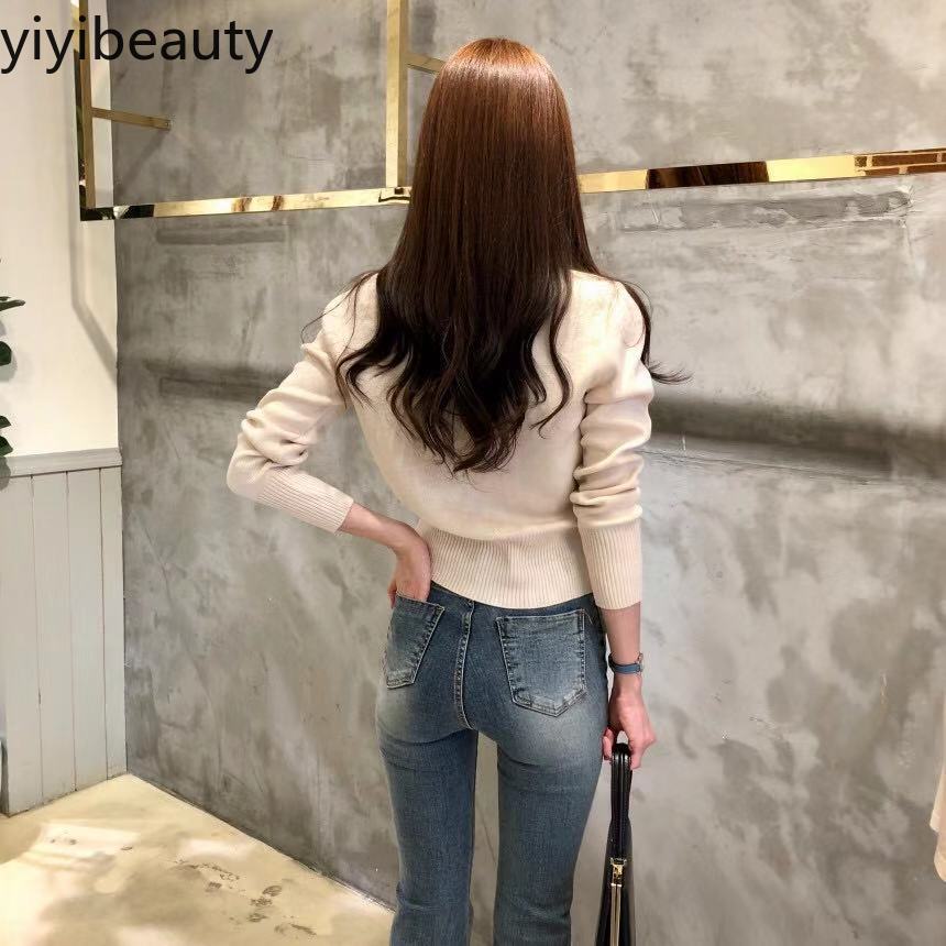 yiyibeauty 2020 spring and autumn new retro short slimming long-sleeved knitted women cardigan jacket