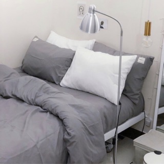 Set chăn ga gối Cotton đũi: Ghi trơn