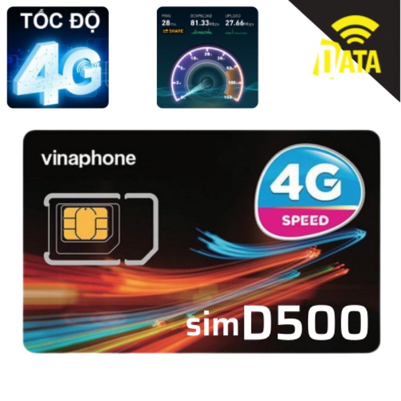 SIM D500 ( Miễn phí 1 năm vào mạng 4G Tốc Độ Cao )Có Video kèm test Tốc Độ Cao , Bảo Hành 12 Tháng