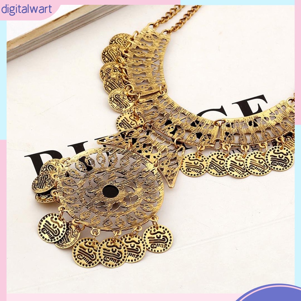 Vòng cổ Hợp Kim Mặt Hình Đồng Xu Phong Cách Boho Cho Nữ