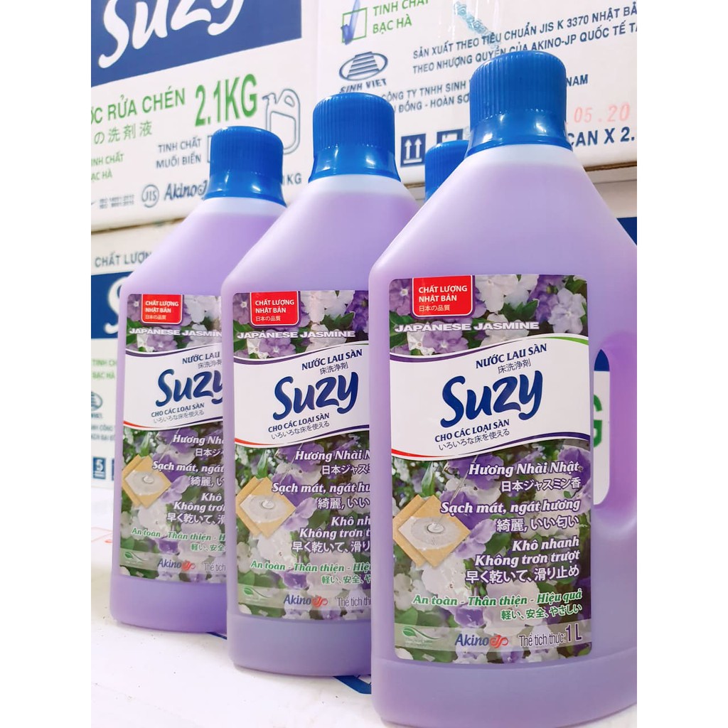 Nước lau sàn SUZY 1L DIỆT KHUẨN, AN TOÀN,KHÔ NHANH - thành phần HỮU CƠ, chất lượng NHẬT BẢN