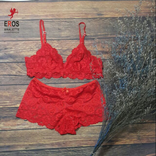 Set áo lót bralette siêu yêu đỏ noel
