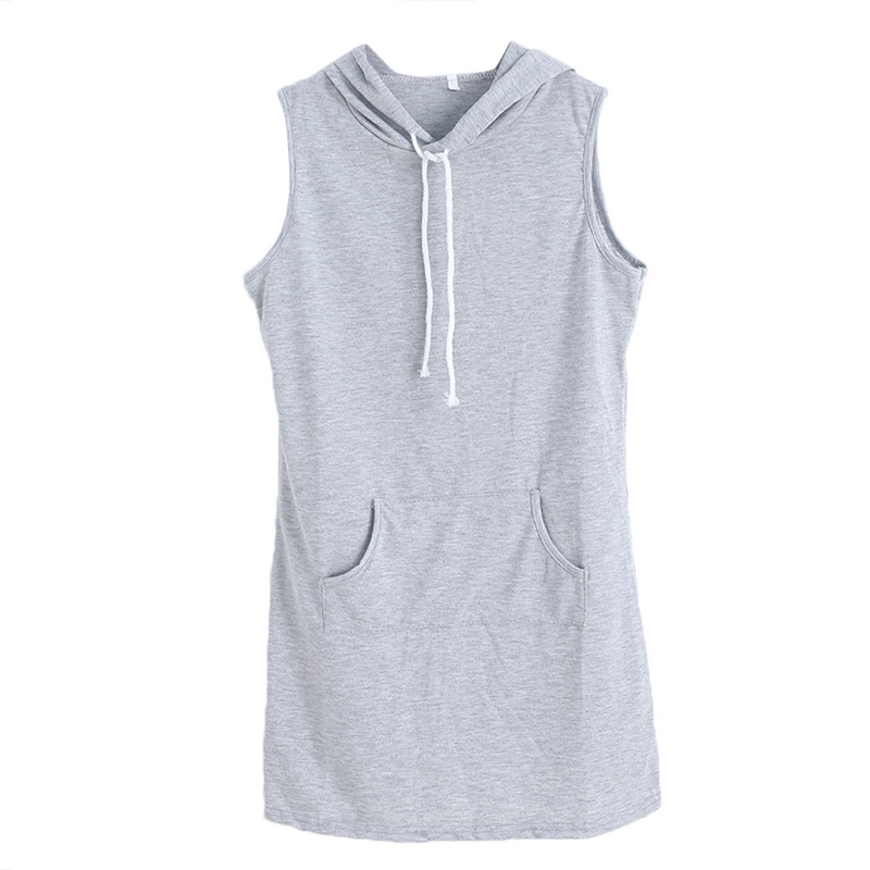 Xiangbao Đầm Mini Ôm Dáng Không Tay Có Mũ Trùm Phong Cách Boho Gợi Cảm Thời Trang