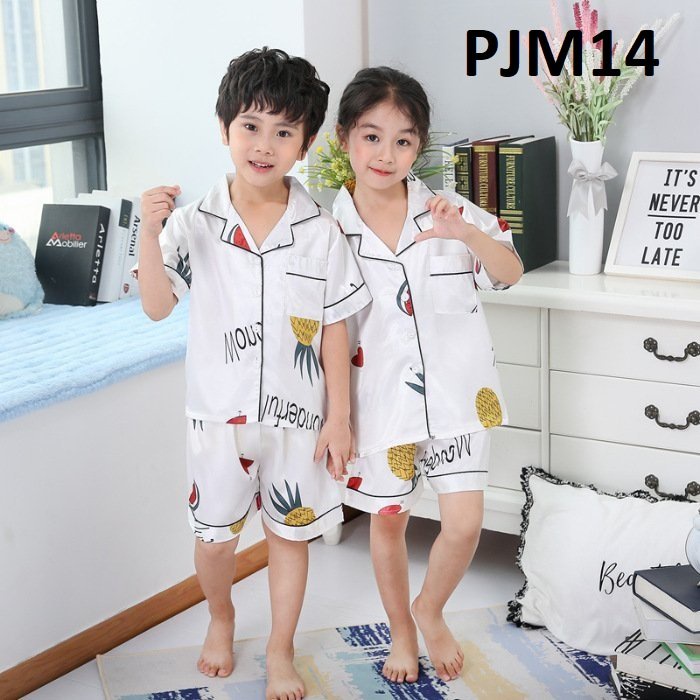 Bộ Ngủ, Mặc Nhà Đùi Hoạt Hình Cho Trẻ Em Cấp Chất Lụa Satin Cho Bé