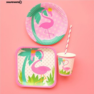 Set 8 đĩa giấy hình chim hồng hạc
