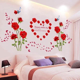 Decal dán tường hoa hồng đỏ