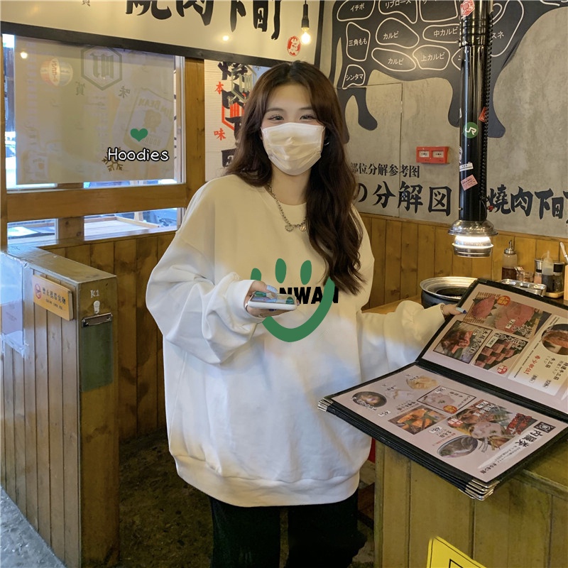 NRVP Áo Thun Nữ Dài Tay Dáng Rộng In Hình Phong Cách Hàn Quốc Mới