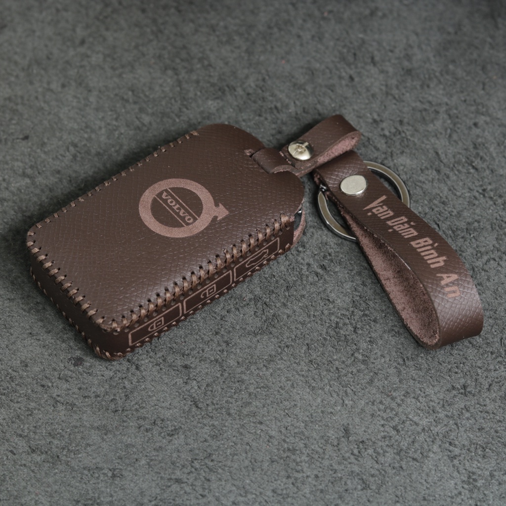 Bao da móc khoá bọc ốp chìa khóa xe ô tô Volvo S60 S90 XC40 XC60 XC90 V60 V90, da bò, nhiều màu, khâu thủ công Volvo1