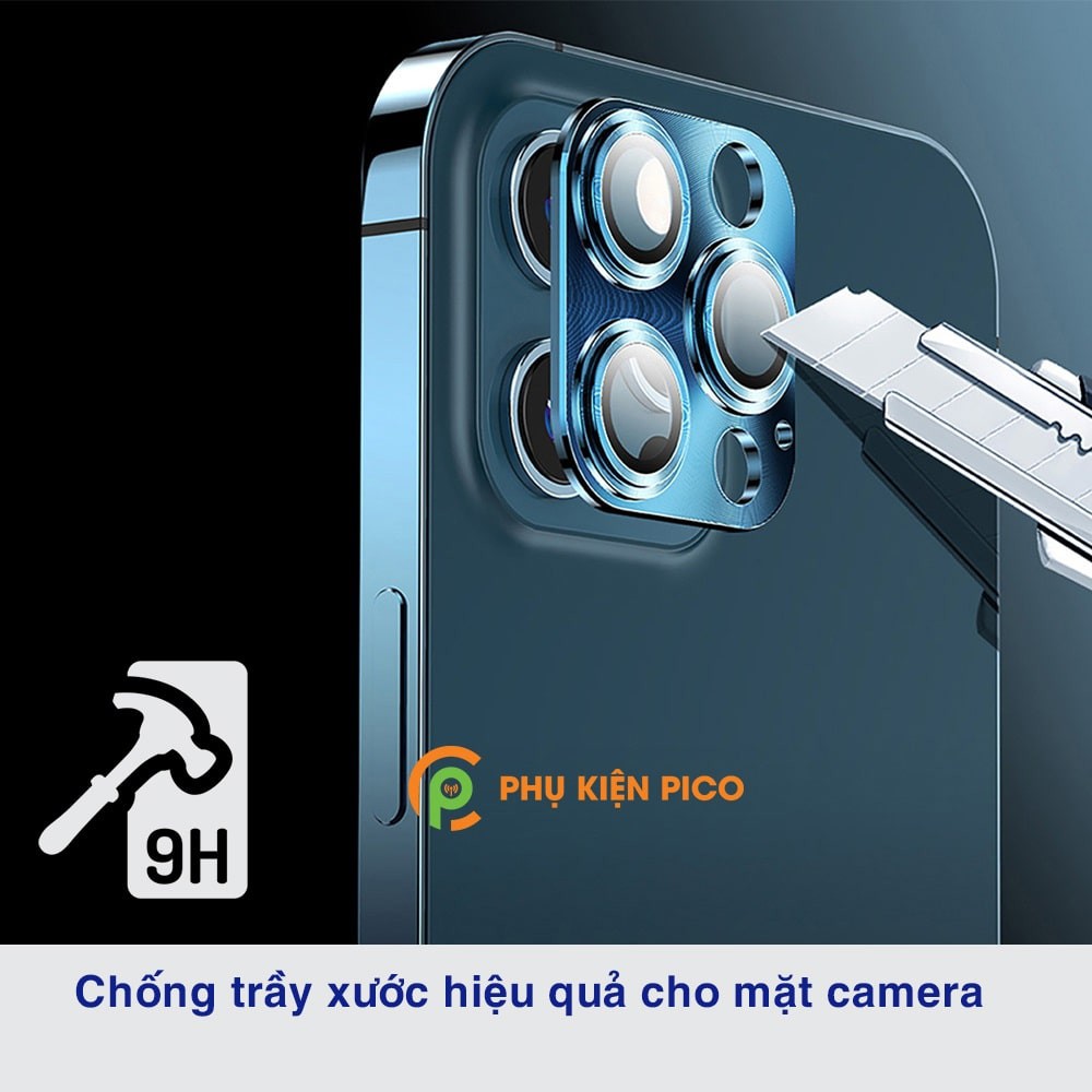 Dán camera Iphone 12 Full Cụm Cam - Khung nhôm bảo vệ camera Iphone 12 kèm kính cường lực, chống trầy xước, va đập