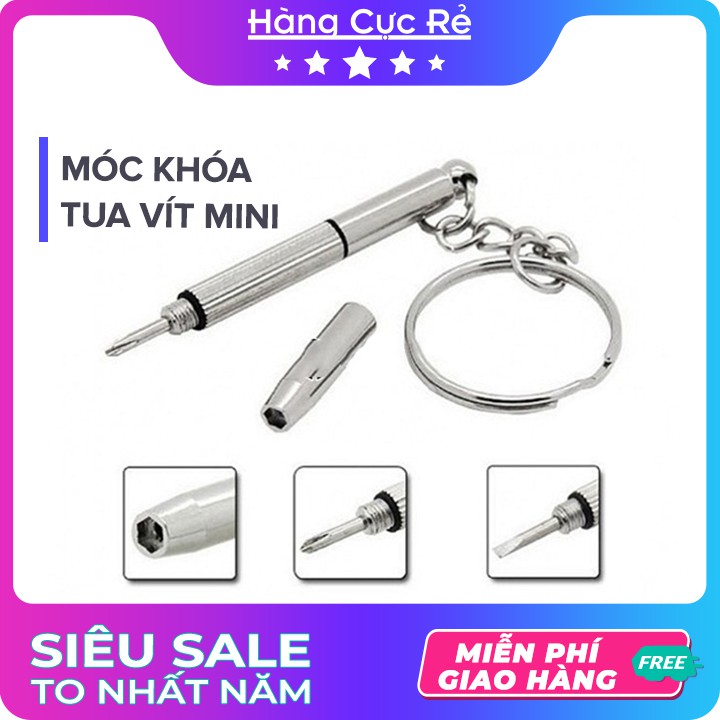 Móc khóa 3in1 kèm tua vít mini sửa chữa mắt kính, đồng hồ - Shop Hàng Cực Rẻ