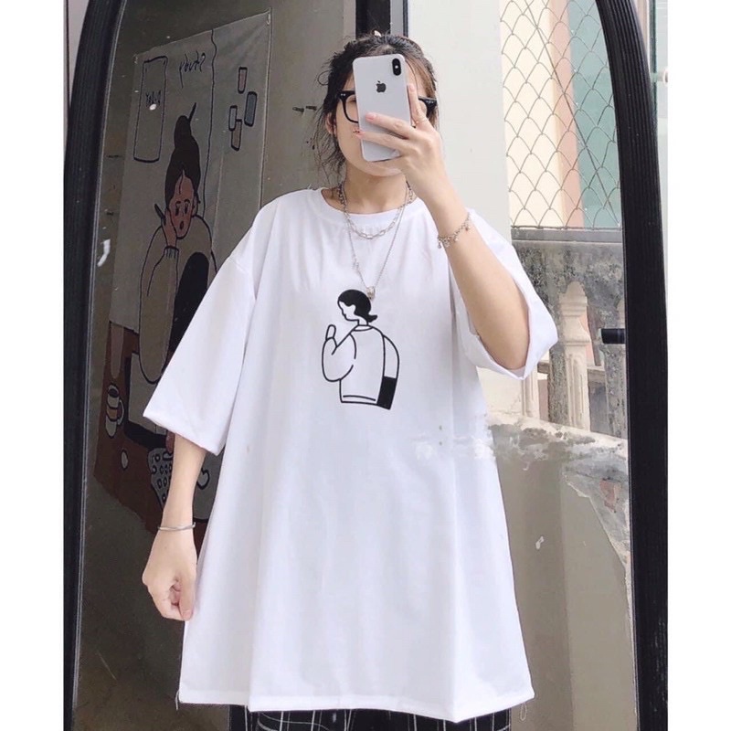 Áo cotton tay lỡ dáng rộng -- Cô gái
