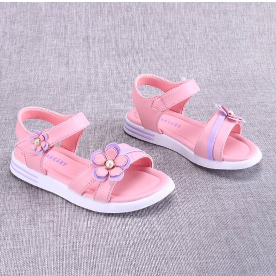 sandal bé gái size 26-30 đính bông đế mềm