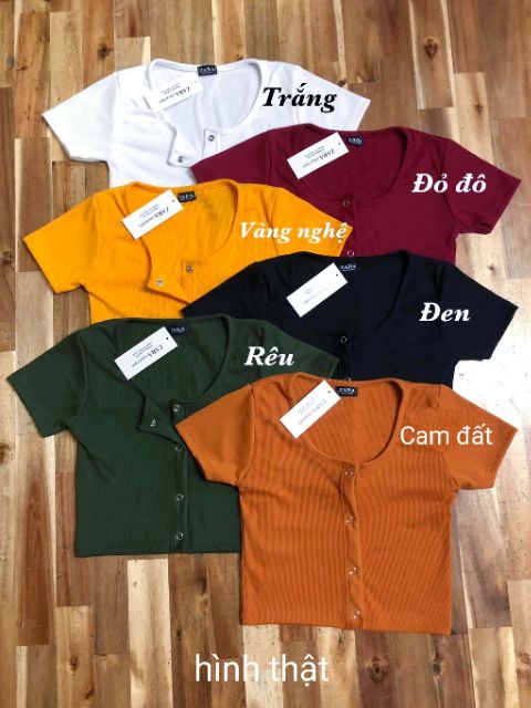 Áo thun croptop nút bấm ôm body quyến rũ LACA STORE