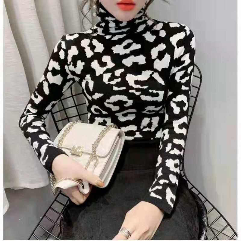 ⚡RẺ VÔ ĐỊCH⚡  Áo Giữ Nhiệt Nữ Dài Tay Hoạ Tiết Chấm Bi Cotton Co Giãn Lót Nỉ Cổ Cao Nhiều Màu Phong Cách Hàn Quốc