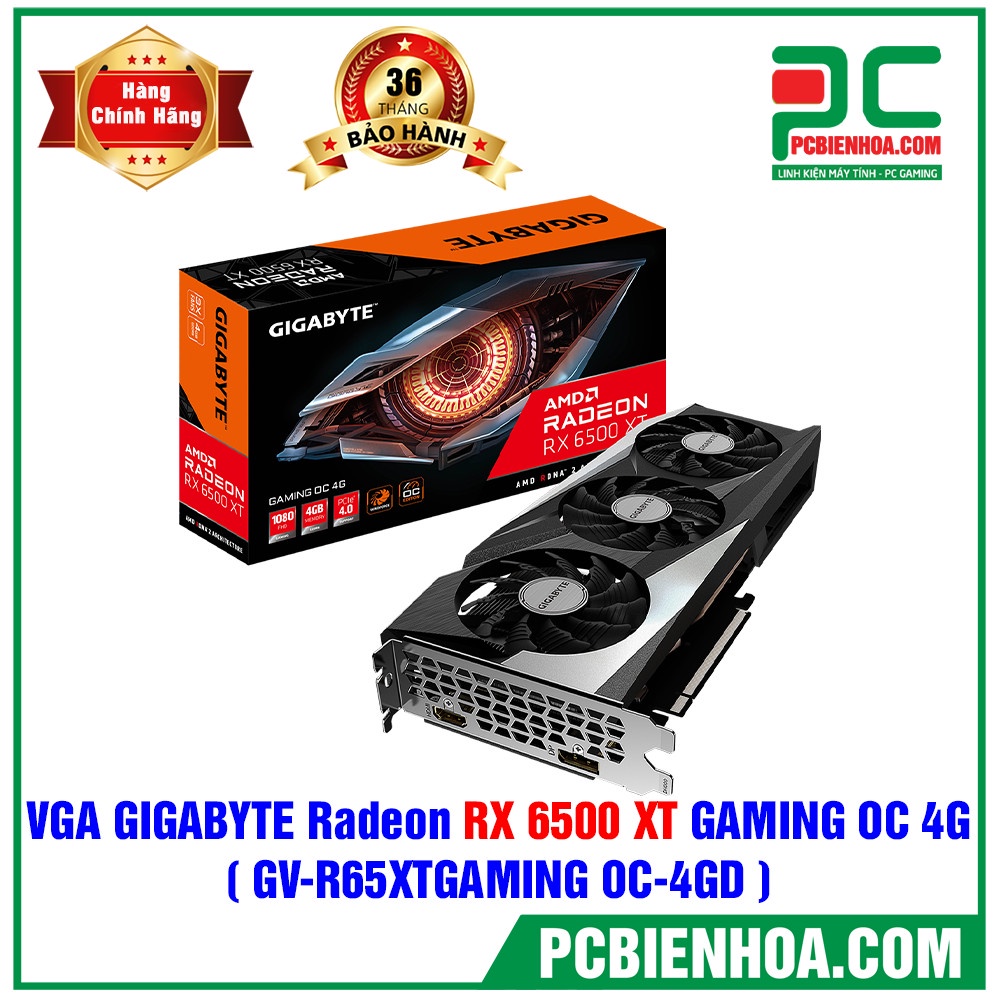 VGA Cảd màn hình  GIGABYTE RADEON RX 6500 XT GAMING OC 4G ( GV-R65XTGAMING OC-4GD ) mới chính hãng