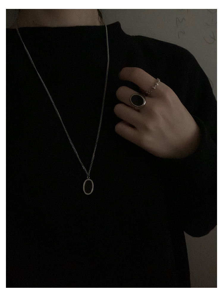 Dây Chuyền Thép Titan Mặt Oval Thời Trang Đường Phố Hip Hop Cá Tính Dành Cho Nam 22661