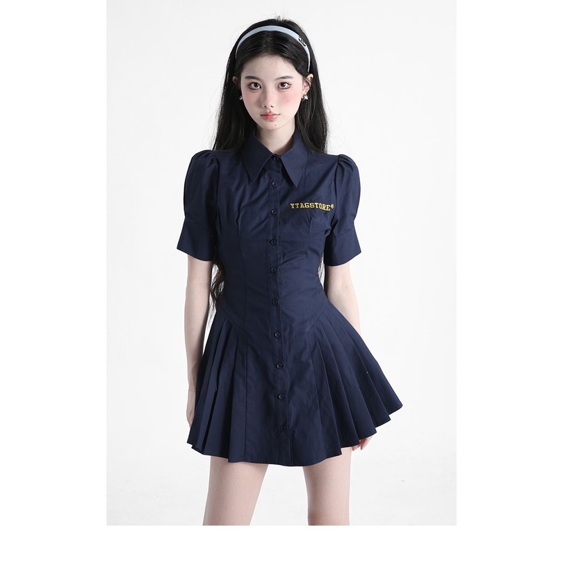 Đầm dáng sơ mi tay ngắn thời trang hè cho nữ