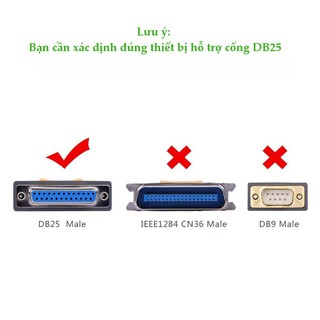 Cáp máy in USB sang DB25 chính hãng Ugreen 20224