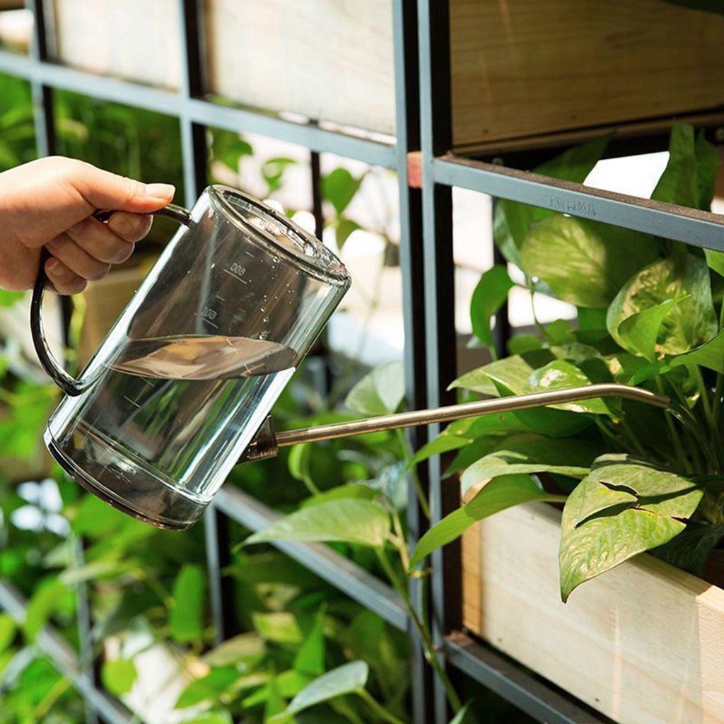 Bình Tưới Nước Sân Vườn Vòi Dài Bằng Thép Không Gỉ Trong Suốt