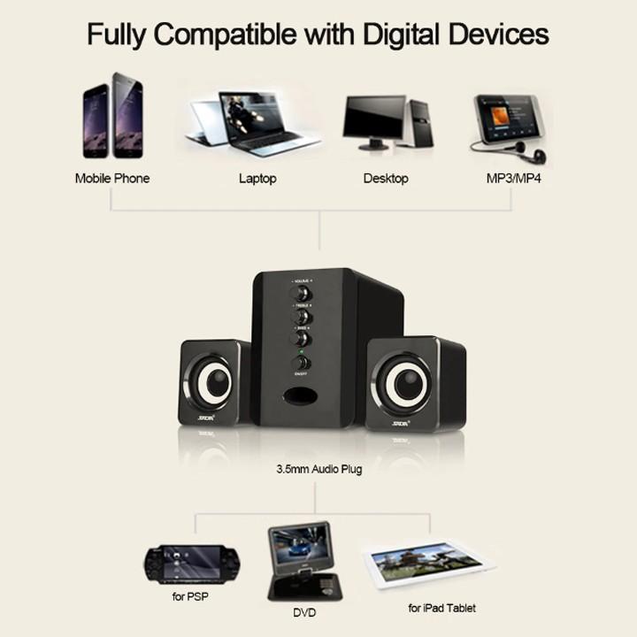 Bộ 3 Loa Máy Tính USB KAW D202 Bass Căng, Chuẩn Âm Thanh Tuyệt Đỉnh, Thiết Kế Bắt Mắt Sang Trọng