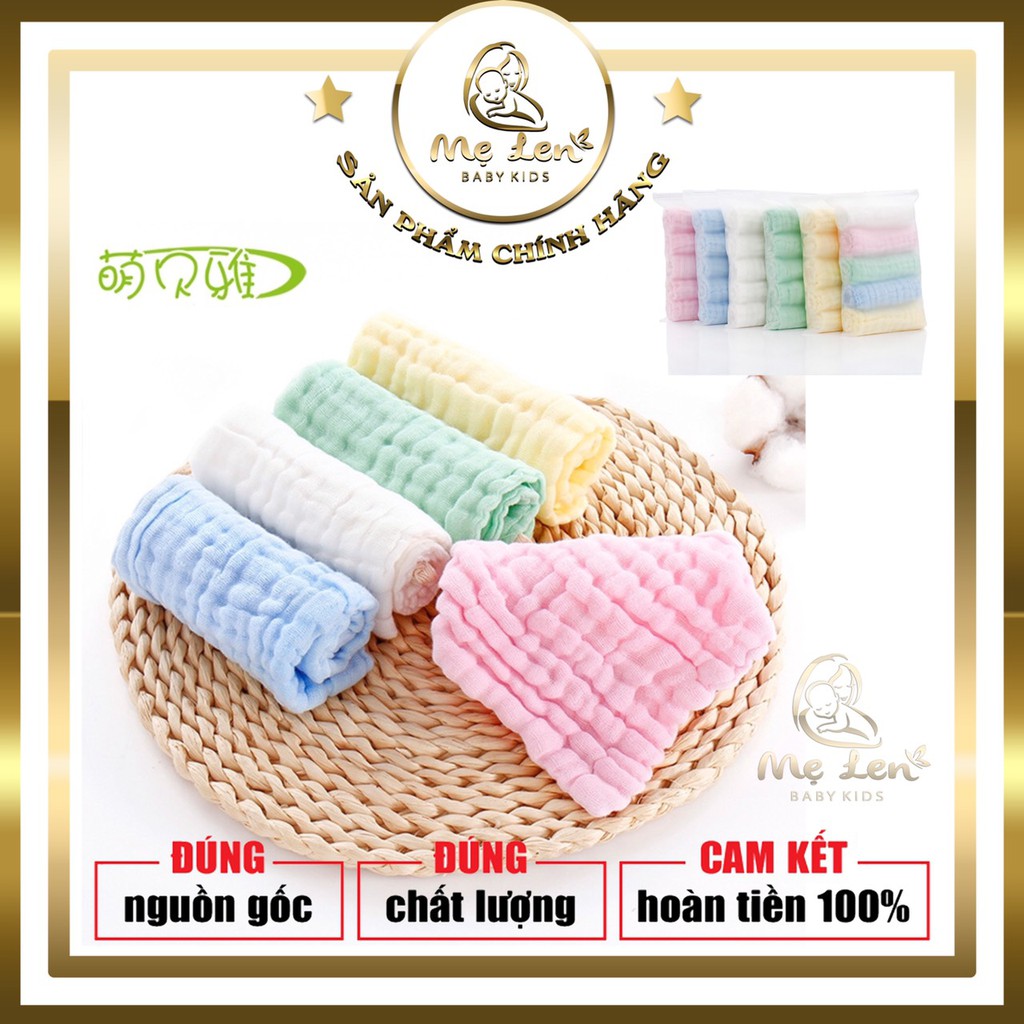 Set 5 khăn mặt xô 6 lớp sợi tre cho bé KT 30x30cm (túi zip)