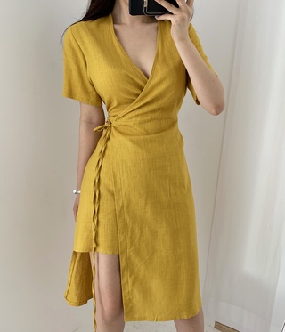 Đầm tay ngắn cột dây in hoạ tiết one piece 51753