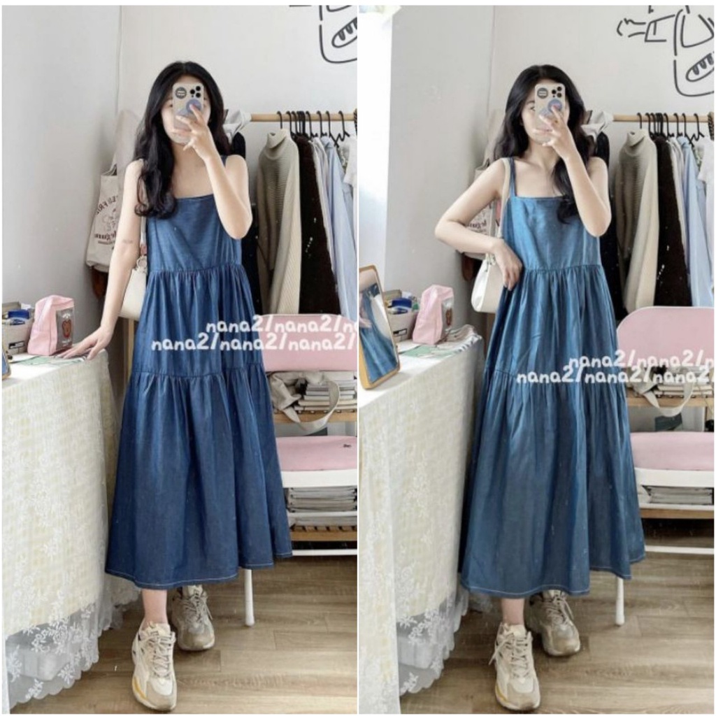 Váy thô 2 dây giả Jean chia tầng - Ảnh thật Ymir Closet 168