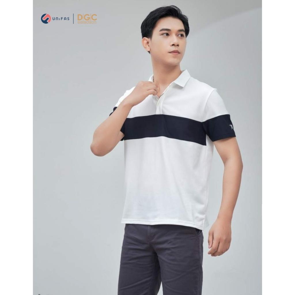 Áo polo nam DGCs dáng Regular Fit ngắn tay phối màu đen trắng trẻ trung, chất vải Polyester thoáng mát SAP2027M