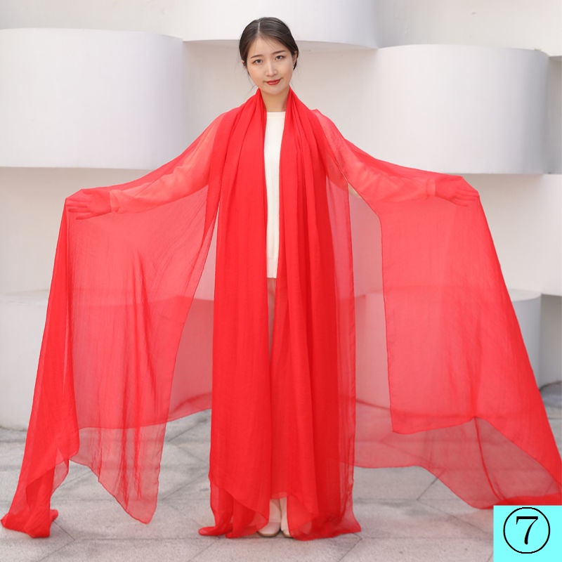 Khăn Choàng Dài 3m Vải Lụa Màu Đỏ Thời Trang Thu Đông Ấm Áp Cho Nữ