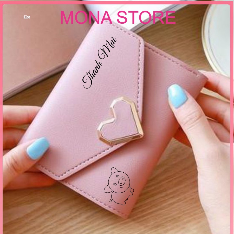 Ví nữ khắc tên mini cao cấp ngắn cute nhỏ gọn bỏ túi thời trang giá rẻ MONA STORE