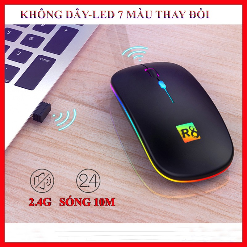 Chuột Không dây R8 dùng PIN SẠC LED TRÀN VIỀN BH 12 tháng