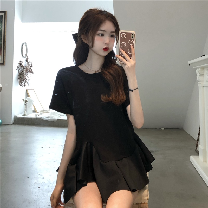 SUXI Áo Thun Tay Ngắn Màu Đen Thời Trang Mùa Hè Cho Nữ