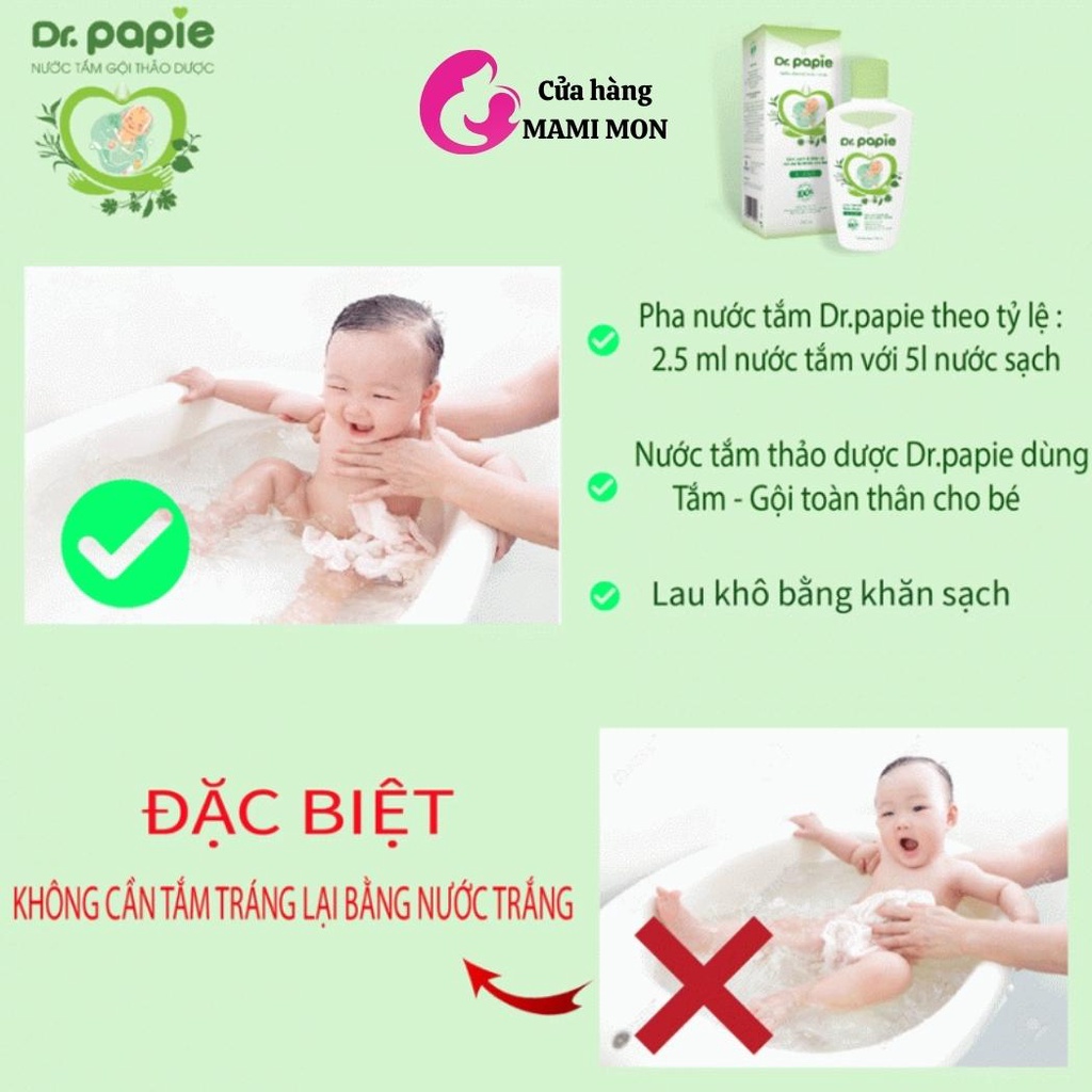 Nước lá tắm gội thảo dược an toàn cho bé sơ sinh Dr.papie Shop Mami Mon