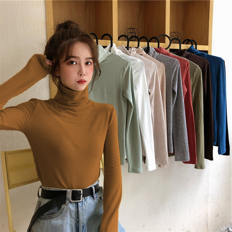 Áo thun SUXI tay dài cổ cao thời trang mùa thu trẻ trung dành cho nữ