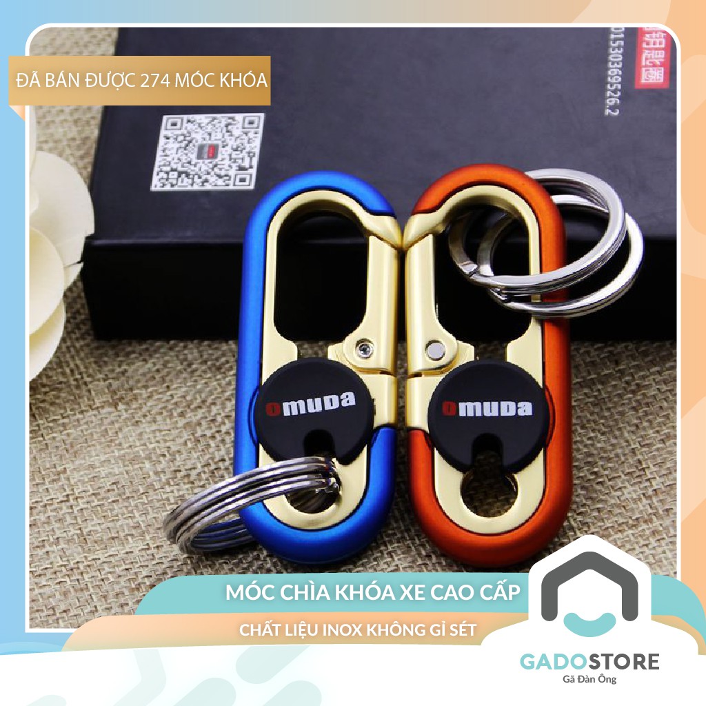 Móc treo chìa khoá xe thương hiệu OMUDA cao cấp có chốt treo đĩa quần 3746 viền đồng