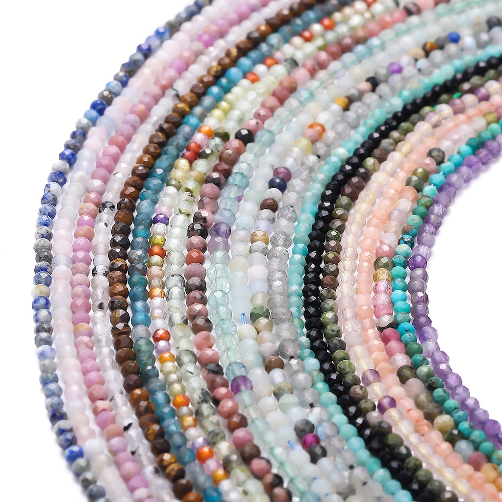 Hạt đá tự nhiên nhỏ gồm tourmaline, thạch anh, mã não và pha lê - nguyên liệu Crafting vòng tay DIY